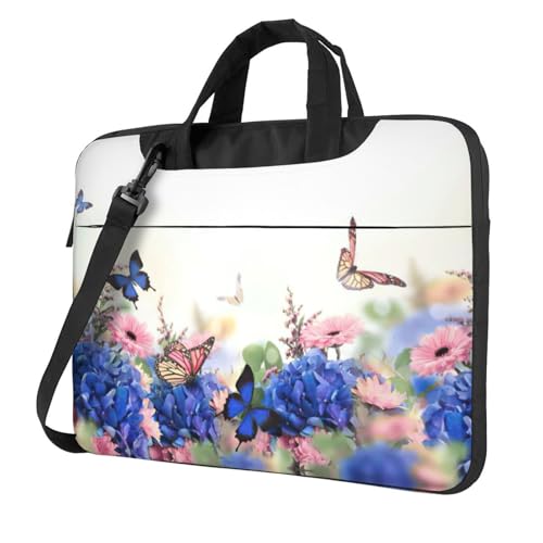 Pidgazdfgv Butterfly Daisy Laptoptasche, Unisex, Schultertasche, Kuriertasche, Aktentasche, Schulsaison, Schwarz , 14 inch von Pidgazdfgv