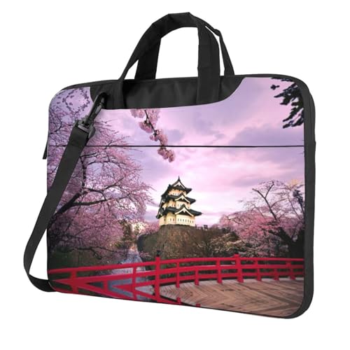 Pidgazdfgv Cherry Blossoms Laptoptasche, Unisex, Schultertasche, Kuriertasche, Aktentasche, Schulsaison, Schwarz , 15.6 inch von Pidgazdfgv