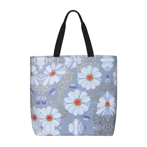 Pidgazdfgv Daisy Blue Einkaufstasche Umweltfreundliche Einkaufstasche Schule Arbeit Laptop Frauen Mädchen Handtasche Alltag von Pidgazdfgv