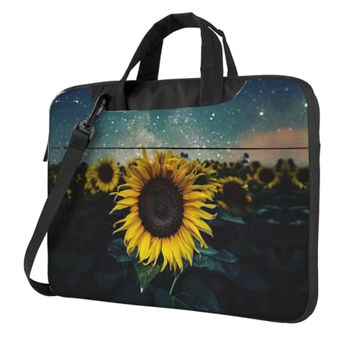 Pidgazdfgv Die schönste Sonnenblumen-Laptop-Tasche, Unisex, Schultertasche, Kuriertasche, Aktentasche, Schulsaison, Schwarz , 14 inch von Pidgazdfgv