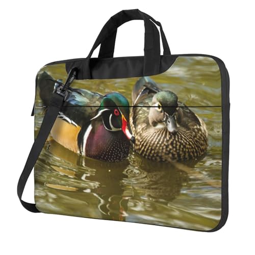 Pidgazdfgv Domestic Duck Laptoptasche, Unisex, Schultertasche, Kuriertasche, Aktentasche, Schulsaison, Schwarz , 15.6 inch von Pidgazdfgv