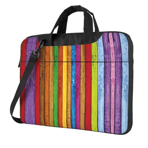 Pidgazdfgv Farbige Laptoptasche aus Holz, Unisex, Schultertasche, Kuriertasche, Aktentasche, Schulsaison, Schwarz , 15.6 inch von Pidgazdfgv
