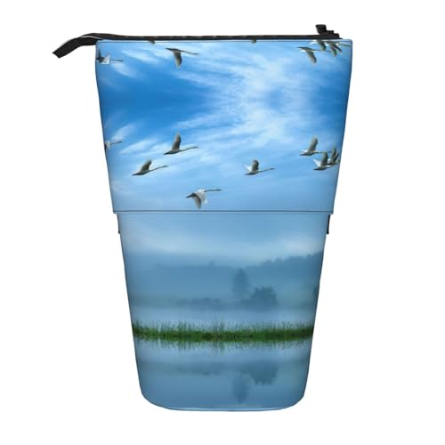 Pidgazdfgv Federmäppchen, Motiv: Vögel fliegen über Himmel, tragbar, für Schule, Büro, Kinder, Studenten, Erwachsene, Mädchen, Jungen, Geschenk, Make-up von Pidgazdfgv