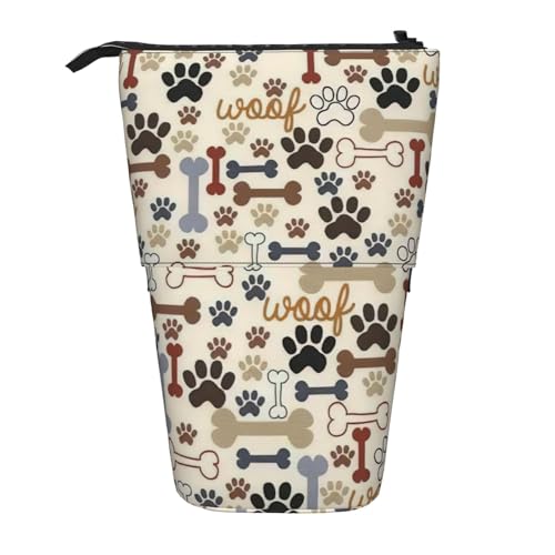 Pidgazdfgv Federmäppchen mit Hundeknochen und Pfoten, tragbar, für Schule, Büro, Kinder, Studenten, Erwachsene, Mädchen, Jungen, Geschenk, Make-up von Pidgazdfgv