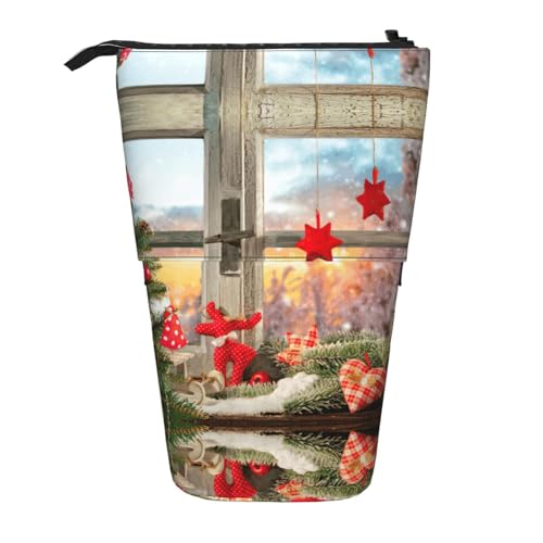 Pidgazdfgv Federmäppchen mit Weihnachtsfenster, tragbar, für Schule, Büro, Kinder, Studenten, Erwachsene, Mädchen, Jungen, Geschenk, Make-up von Pidgazdfgv