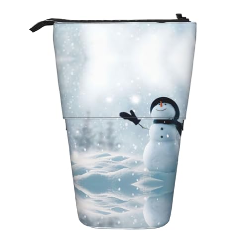 Pidgazdfgv Federmäppchen mit weihnachtlichem Schneemann, tragbar, für Schule, Büro, Kinder, Studenten, Erwachsene, Mädchen, Jungen, Geschenk, Make-up von Pidgazdfgv