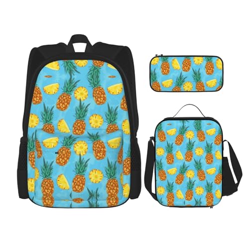 Pidgazdfgv Fresh Pineapple Rucksack für Kinder, Jungen, Mädchen, Lunchbox, Schule, Büchertasche, Set, Sekundarschüler, Studenten, Geschenk von Pidgazdfgv
