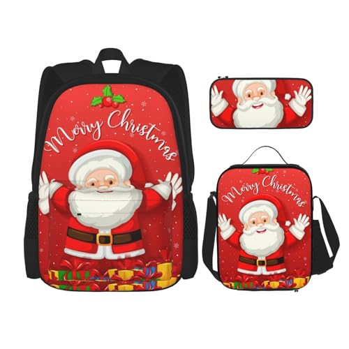 Pidgazdfgv Frohe Weihnachten Rucksack Kinder Jungen Mädchen Lunchbox Schule Büchertasche Set Sekundarschüler College Student Geschenk von Pidgazdfgv