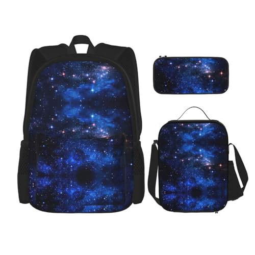 Pidgazdfgv Galaxy Night Rucksack für Kinder, Jungen, Mädchen, Lunchbox, Schule, Büchertasche, Set, Sekundarschüler, Studenten, Geschenk von Pidgazdfgv