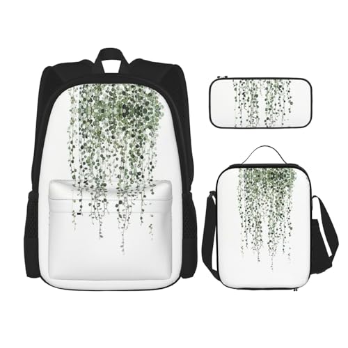 Pidgazdfgv Green Plants Rucksack für Kinder, Jungen, Mädchen, Lunchbox, Schule, Büchertasche, Sekundarschüler, Studenten, Geschenk von Pidgazdfgv