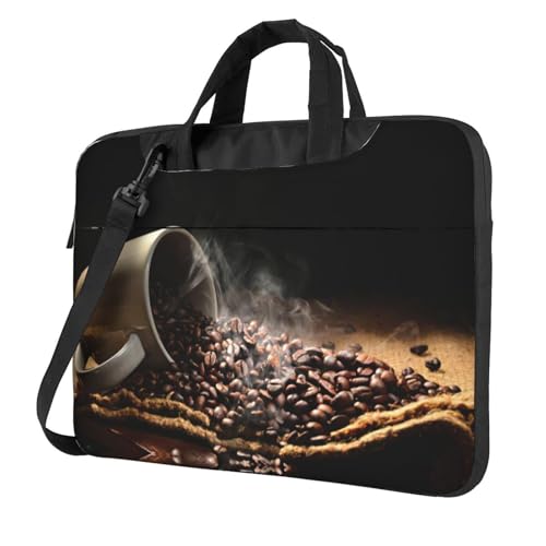 Pidgazdfgv Kaffeebohnen Laptoptasche Business Computer Laptop Unisex Schulter Messenger Aktentasche Schulsaison, Schwarz , 15.6 inch von Pidgazdfgv