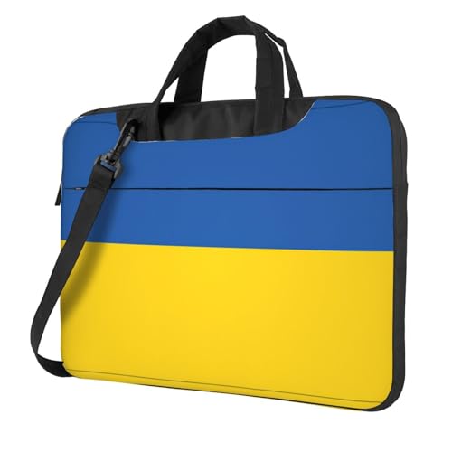 Pidgazdfgv Laptoptasche, Motiv: Flagge der Ukraine, Unisex, Schultertasche, Kuriertasche, Aktentasche, Schulsaison, Schwarz , 15.6 inch von Pidgazdfgv