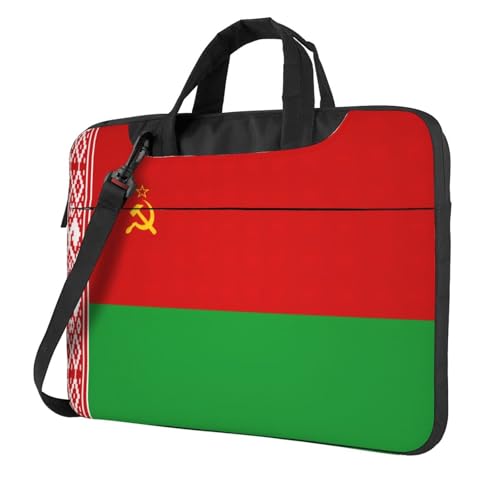 Pidgazdfgv Laptoptasche, Motiv: Flagge von Belarus, Unisex, Schultertasche, Kuriertasche, Aktentasche, Schulsaison, Schwarz , 13 inch von Pidgazdfgv