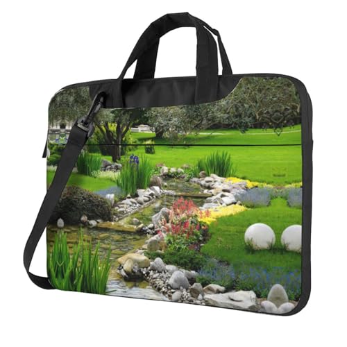 Pidgazdfgv Laptoptasche, Unisex, Schultasche, Kuriertasche, Schuljahreszeit, Frühlingsgrünes Gras, Schwarz , 14 inch von Pidgazdfgv