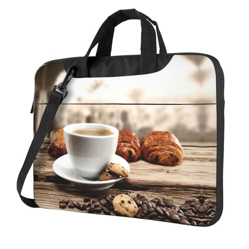 Pidgazdfgv Laptoptasche für Kaffee und Snacks, Unisex, Schultertasche, Kuriertasche, Aktentasche, Schulsaison, Schwarz , 14 inch von Pidgazdfgv