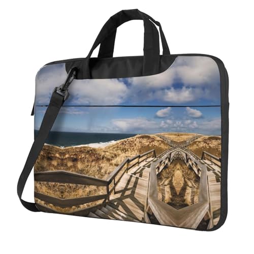 Pidgazdfgv Laptoptasche mit Aufschrift "Board Walk Stair", Unisex, Schultertasche, Kuriertasche, Aktentasche, Schulsaison, Schwarz , 13 inch von Pidgazdfgv