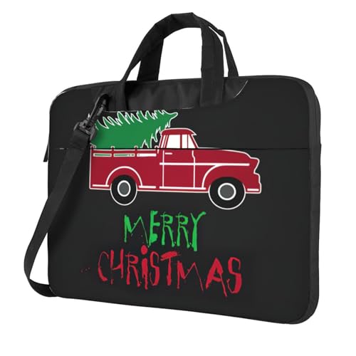 Pidgazdfgv Laptoptasche mit Aufschrift "Merry Christmas", Unisex, Schultertasche, Kuriertasche, Aktentasche, Schuljahreszeit, Rot, Schwarz , 15.6 inch von Pidgazdfgv