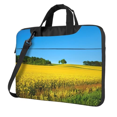 Pidgazdfgv Laptoptasche mit Blumenfeld, Unisex, Schultertasche, Kuriertasche, Aktentasche, Schulsaison, Schwarz , 14 inch von Pidgazdfgv