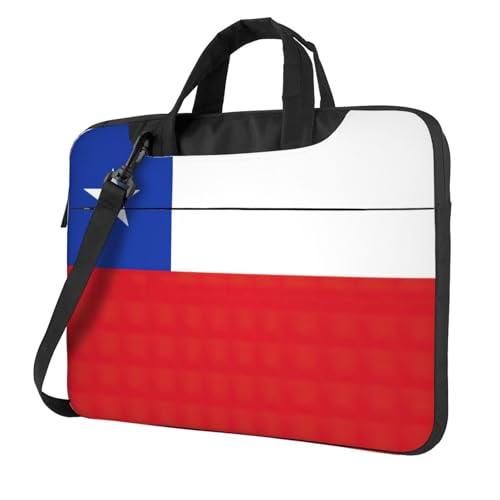 Pidgazdfgv Laptoptasche mit Flagge von Chile, Unisex, Schultertasche, Kuriertasche, Aktentasche, Schulsaison, Schwarz , 14 inch von Pidgazdfgv