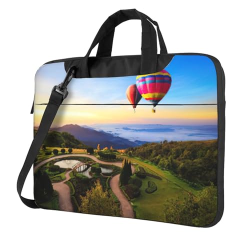 Pidgazdfgv Laptoptasche mit Heißluftballon, Unisex, Schultertasche, Kuriertasche, Aktentasche, Schulsaison, Schwarz , 14 inch von Pidgazdfgv