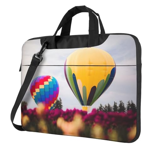 Pidgazdfgv Laptoptasche mit Heißluftballon, Unisex, Schultertasche, Kuriertasche, Aktentasche, Schulsaison, Schwarz , 14 inch von Pidgazdfgv