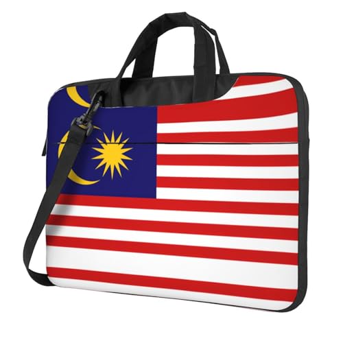 Pidgazdfgv Laptoptasche mit Malaysia-Flagge, Unisex, Schultertasche, Kuriertasche, Aktentasche, Schulsaison, Schwarz , 13 inch von Pidgazdfgv