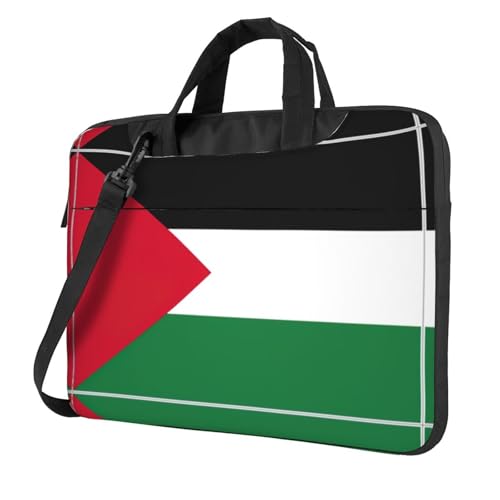 Pidgazdfgv Laptoptasche mit Palästina-Flagge, Unisex, Schultertasche, Kuriertasche, Aktentasche, Schulsaison, Schwarz , 13 inch von Pidgazdfgv