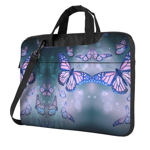 Pidgazdfgv Laptoptasche mit Schmetterlingen, Unisex, Schultertasche, Kuriertasche, Aktentasche, Schulsaison, Schwarz , 13 inch von Pidgazdfgv