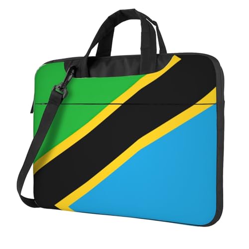 Pidgazdfgv Laptoptasche mit Tansania-Flagge, Unisex, Schultertasche, Kuriertasche, Aktentasche, Schulsaison, Schwarz , 13 inch von Pidgazdfgv