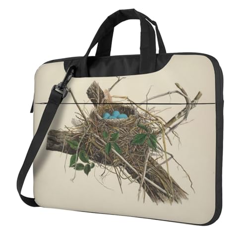 Pidgazdfgv Laptoptasche mit Vogelnest, Unisex, Schultertasche, Kuriertasche, Aktentasche, Schulsaison, Schwarz , 15.6 inch von Pidgazdfgv