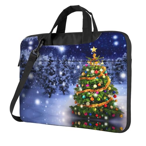 Pidgazdfgv Laptoptasche mit Weihnachtsbaum, Unisex, Schultertasche, Kuriertasche, Aktentasche, Schulsaison, Schwarz , 13 inch von Pidgazdfgv