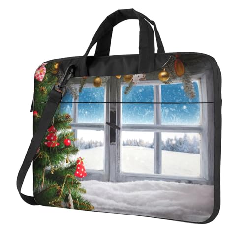 Pidgazdfgv Laptoptasche mit Weihnachtsbaum-Motiv, Unisex, Schultertasche, Kuriertasche, Aktentasche, Schulsaison, Schwarz , 14 inch von Pidgazdfgv