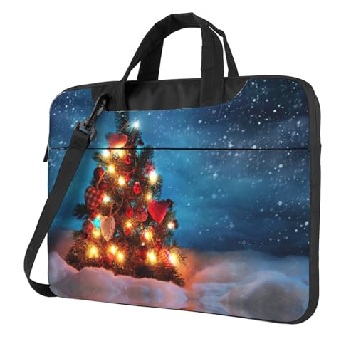 Pidgazdfgv Laptoptasche mit Weihnachtsbaumbild, Unisex, Schultertasche, Kuriertasche, Aktentasche, Schulsaison, Schwarz , 14 inch von Pidgazdfgv