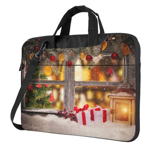 Pidgazdfgv Laptoptasche mit Weihnachtsbild, Unisex, Schultertasche, Kuriertasche, Aktentasche, Schulsaison, Schwarz , 15.6 inch von Pidgazdfgv
