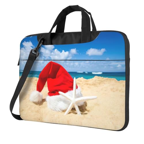 Pidgazdfgv Laptoptasche mit Weihnachtsmannmütze, Unisex, Schultertasche, Kuriertasche, Aktentasche, Schulsaison, Schwarz , 14 inch von Pidgazdfgv