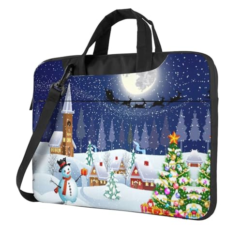 Pidgazdfgv Laptoptasche mit Weihnachtsmotiv, Unisex, Schultertasche, Kuriertasche, Aktentasche, Schulsaison, Schwarz , 13 inch von Pidgazdfgv