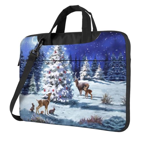 Pidgazdfgv Laptoptasche mit Weihnachtsmotiv, Unisex, Schultertasche, Kuriertasche, Aktentasche, Schulsaison, Schwarz , 15.6 inch von Pidgazdfgv
