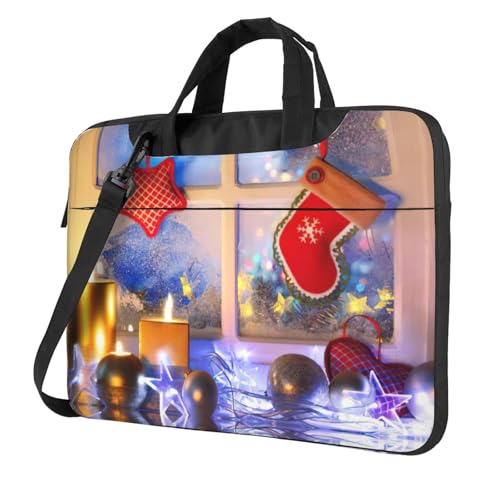 Pidgazdfgv Laptoptasche mit Weihnachtsverzierung, Unisex, Schultertasche, Kuriertasche, Aktentasche, Schulsaison, Schwarz , 13 inch von Pidgazdfgv