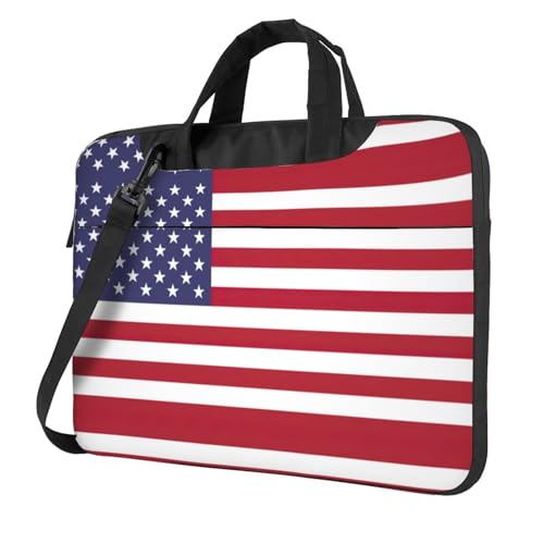 Pidgazdfgv Laptoptasche mit amerikanischer Flagge, Unisex, Schultertasche, Kuriertasche, Aktentasche, Schulsaison, Schwarz , 14 inch von Pidgazdfgv