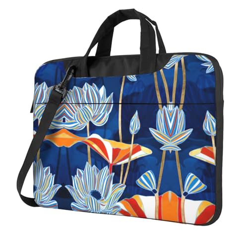Pidgazdfgv Laptoptasche mit botanischem Blumenmuster, Unisex, Schultertasche, Kuriertasche, Aktentasche, Schulsaison, Schwarz , 15.6 inch von Pidgazdfgv