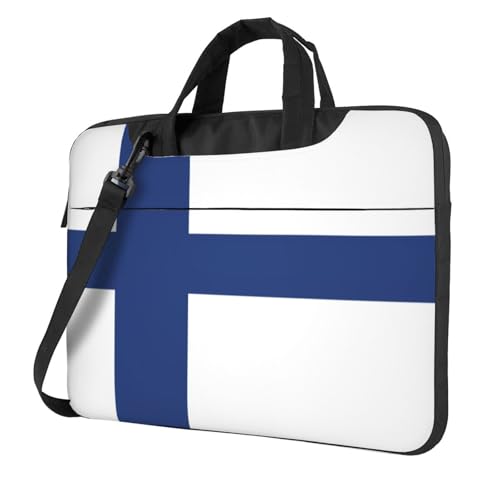 Pidgazdfgv Laptoptasche mit finnischer Flagge, Unisex, Schultertasche, Kuriertasche, Aktentasche, Schulsaison, Schwarz , 15.6 inch von Pidgazdfgv
