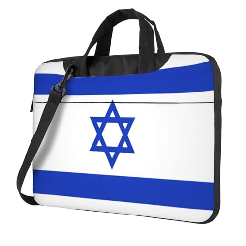 Pidgazdfgv Laptoptasche mit israelischer Flagge, Unisex, Schultertasche, Kuriertasche, Aktentasche, Schulsaison, Schwarz , 14 inch von Pidgazdfgv