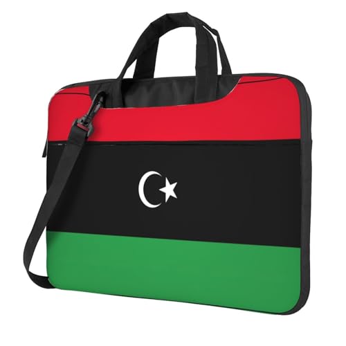 Pidgazdfgv Laptoptasche mit libyscher Flagge, Unisex, Schultertasche, Kuriertasche, Aktentasche, Schulsaison, Schwarz , 14 inch von Pidgazdfgv