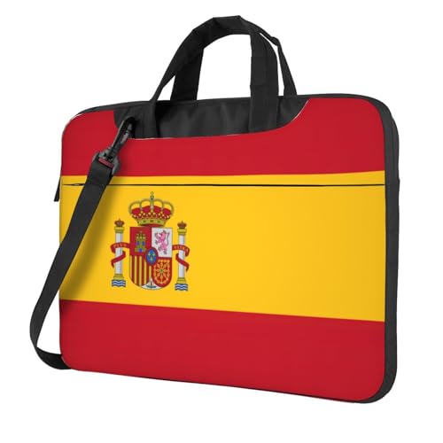 Pidgazdfgv Laptoptasche mit spanischer Flagge, Unisex, Schultertasche, Kuriertasche, Aktentasche, Schulsaison, Schwarz , 14 inch von Pidgazdfgv