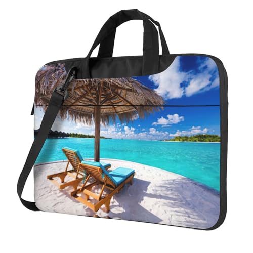 Pidgazdfgv Laptoptasche mit tropischem Strand, Unisex, Schultertasche, Kuriertasche, Aktentasche, Schulsaison, Schwarz , 13 inch von Pidgazdfgv