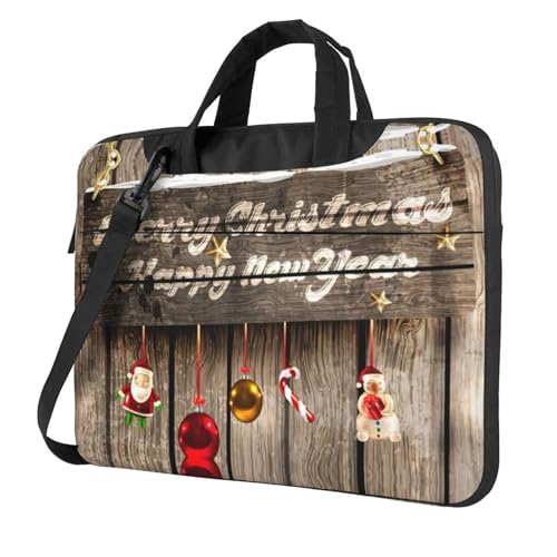 Pidgazdfgv Laptoptasche mit weihnachtlichem Holzbrett, Unisex, Schultertasche, Kuriertasche, Aktentasche, Schulsaison, Schwarz , 14 inch von Pidgazdfgv
