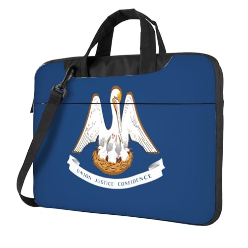 Pidgazdfgv Louisiana Laptoptasche mit Staatsflagge, Unisex, Schultertasche, Kuriertasche, Aktentasche, Schulsaison, Schwarz , 15.6 inch von Pidgazdfgv