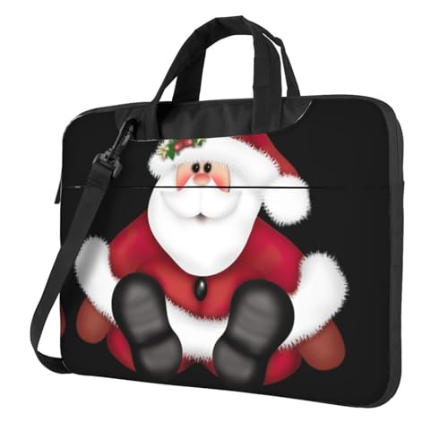 Pidgazdfgv Niedliche Laptoptasche mit Weihnachtsmann-Design, Unisex, Schultertasche, Kuriertasche, Aktentasche, Schulsaison, Schwarz , 14 inch von Pidgazdfgv