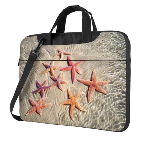 Pidgazdfgv Ocean Seestern Laptoptasche, Unisex, Schultertasche, Kuriertasche, Aktentasche, Schulsaison, Schwarz , 15.6 inch von Pidgazdfgv