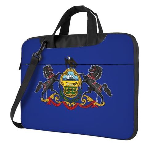 Pidgazdfgv Pennsylvania Laptoptasche mit Staatsflagge, Unisex, Schultertasche, Kuriertasche, Aktentasche, Schulsaison, Schwarz , 15.6 inch von Pidgazdfgv
